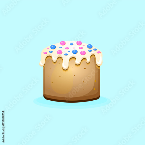 Easter cake with icing and decorations. 