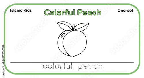 Colorful Peach Outline for Kids Learning and Coloring