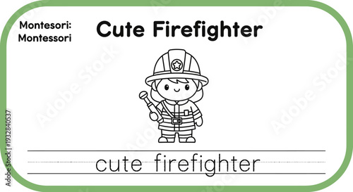 Cute Firefighter Coloring Page for Kids - Montessori Education