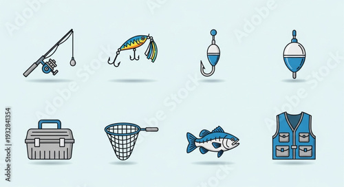 Collection of fishing equipment and accessories for recreational angling activities.