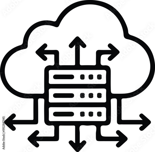 Cloud Computing Technology Concept – Minimal Flat Vector Data Storage Illustration