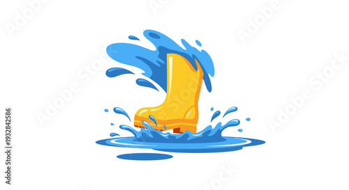 Yellow Rubber Boot Splashing in a Puddle Icon