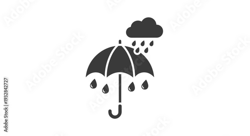Rainy Weather Umbrella Protection Black Glyph Icon