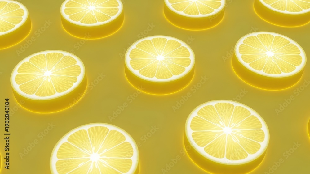 Obraz premium Lemon slices pattern overhead view