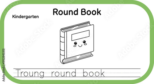 Cute Round Book Character for Kindergarten Learning and Education