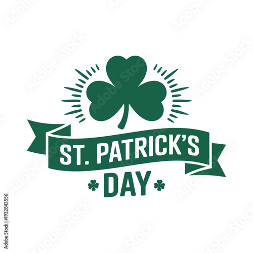 St. Patrick's Day shamrock symbol with green banner