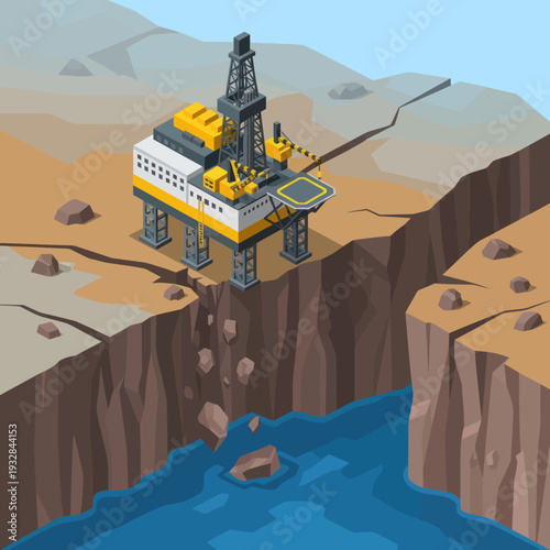 Offshore Oil Rig Platform in Deep Sea.