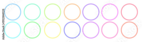 Neon call action circle button modern icon Glowing frames sign collection for web design, app, game and interface Vector illustration push round button