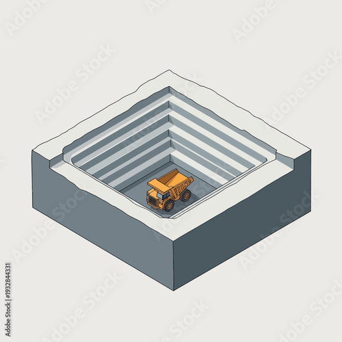 3D Rendering of Orange Dump Truck Model.