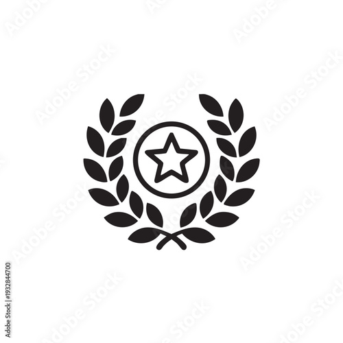 A laurel wreath illustration surrounding a star emblem on a simple background from a straightforward viewpoint showcasing achievement and excellence in a classic design