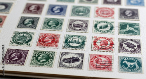 Collection of vintage postage stamps showcasing historical figures and intricate designs.