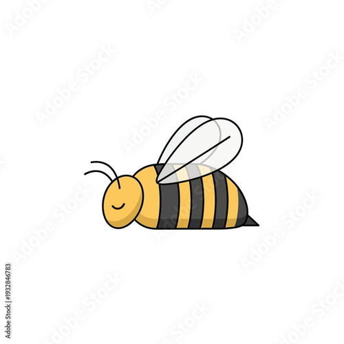 Sleeping smiling cartoon bee insect.