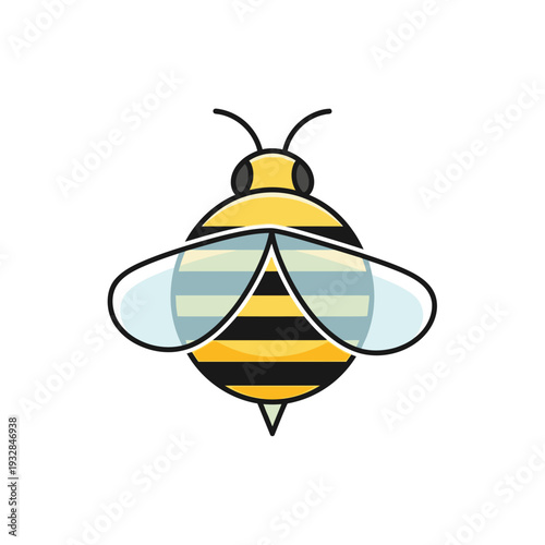 Yellow and black cartoon bee insect.
