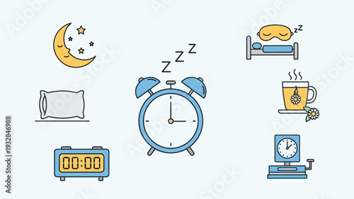 Alarm clock with sleep icons around.