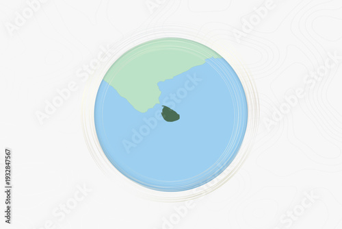 Stylized Map of Sri Lanka with Neighboring Areas.