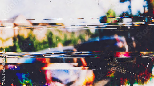 Wallpaper Mural Glitch abstract digital background with distorted horizontal scan lines, vibrant color noise, and scratched texture for modern tech design Torontodigital.ca