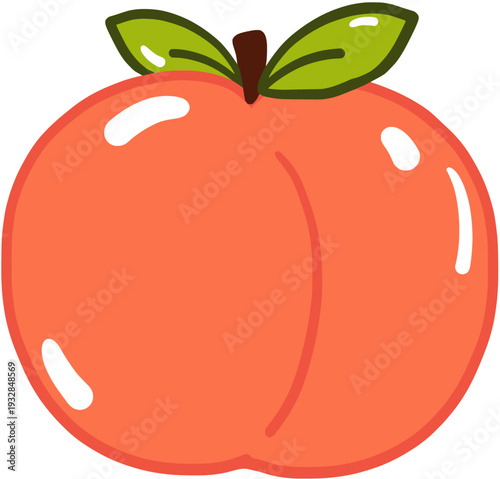 red peach with leaf