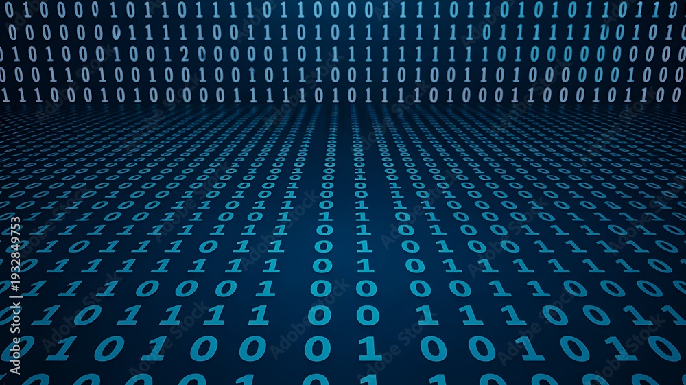 Fototapeta premium Digital Binary Code Background Cyber Technology and Data Concept
