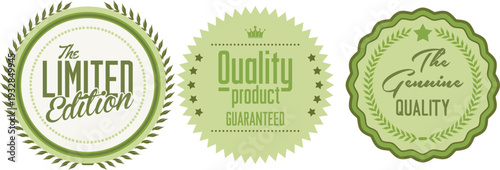 Three green quality seals for limited edition products