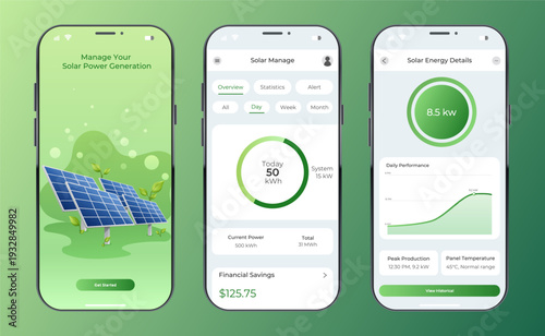 Solar Power Monitoring Mobile App UI