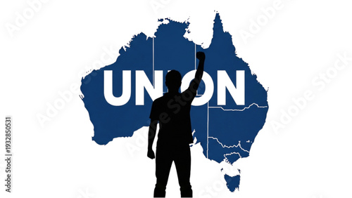 Person standing in front of Australia map with UNION text