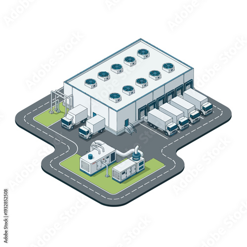 Industrial Building with Equipment and Infrastructure.