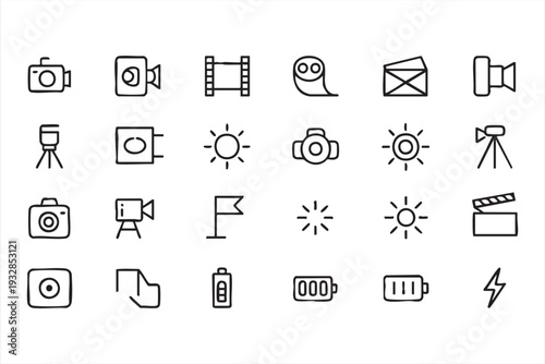 Filmmaking and Photography Outline Icon Pack for Digital Content Creation