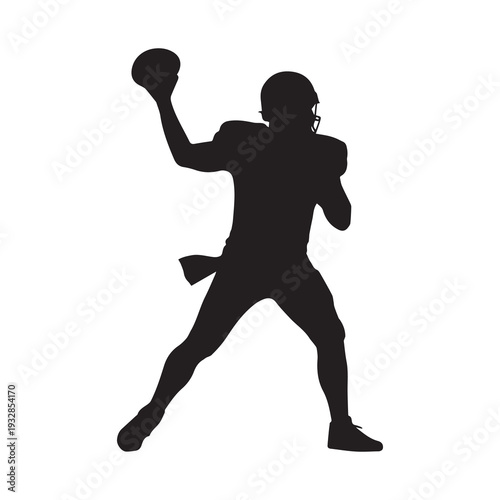 Silhouette of a dynamic athlete throwing a ball with intensity during a sports activity in a minimalist style