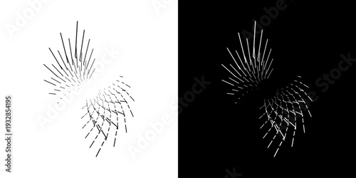 	
Dynamic abstract spiral sound wave rhythm lines. Circular spiral sound wave rhythm of lines. Circular futuristic abstract lines, black and white background.