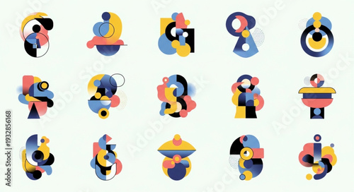 Colorful abstract shapes arranged in a visually appealing and artistic composition.