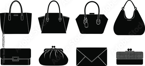 Icon bundle of stylish handbags and purses fashionable accessories