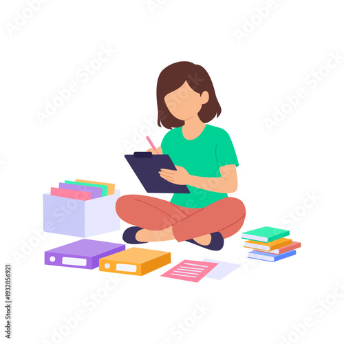Record Keeping, Maintaining accurate stock and sales records, Flat vector character illustration