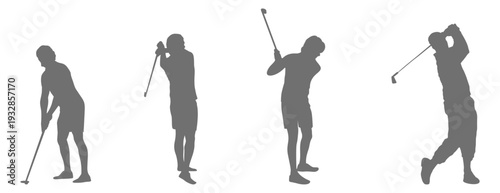  Golf player swing silhouette collection
