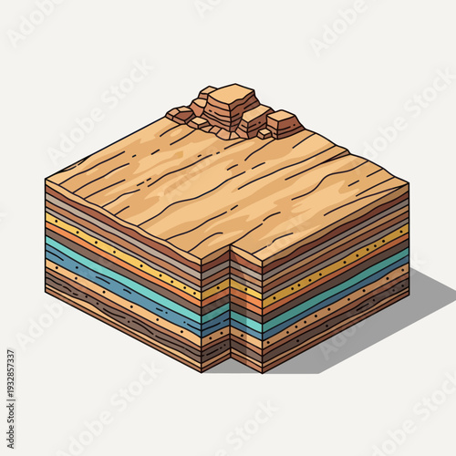 Layered Geological Formation Diagram Illustration.