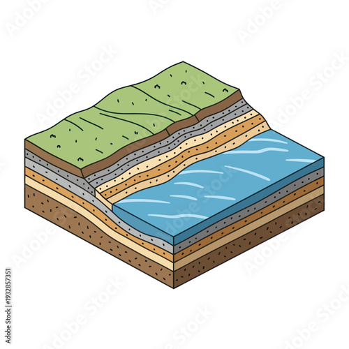 Geological Cross Section Diagram Layers Earth.