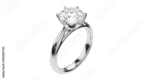 Diamond solitaire ring on white background jewelry isolated on a transparent background