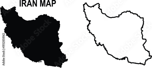 Black and white silhouette map of iran