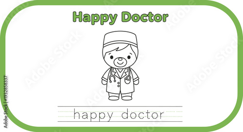 Cute Cartoon Bear Doctor Coloring Page for Kids