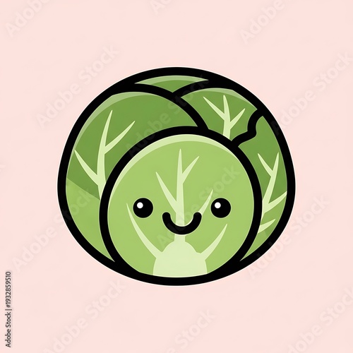 Cute cartoon brussels sprout with smiling face