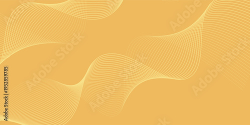 Abstract background with lines and waves. Medium banner size. Element for design isolated. Vector background for brochure, booklet, flyer, poster. Orange and yellow gradient