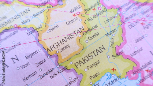 Tableau sur toile Afghanistan and Pakistan on World Map - Geographic Details