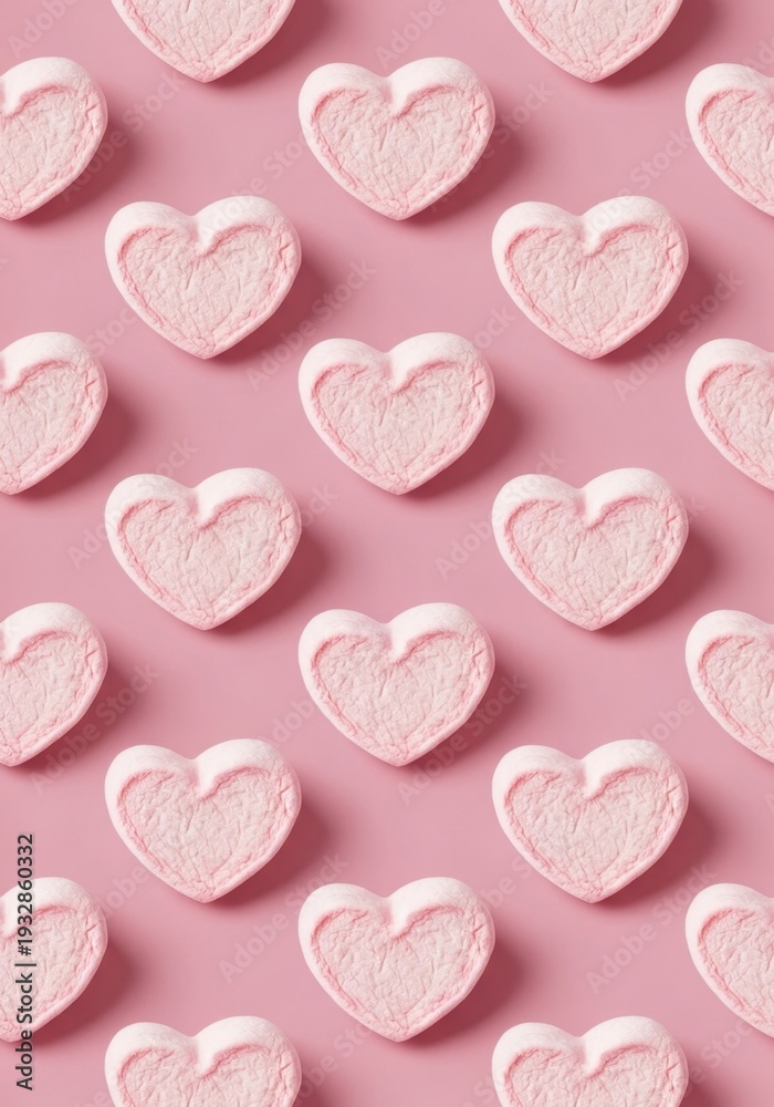 Obraz premium Pink Heart Marshmallow Pattern