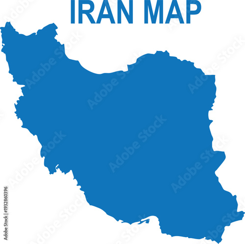 Blue map of iran with country name