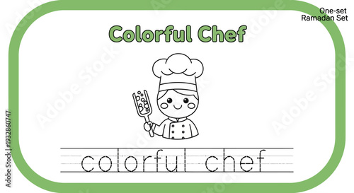Cute Chef Character for Kids Learning Activities - Tracing Practice