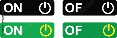 Green and black on off power buttons