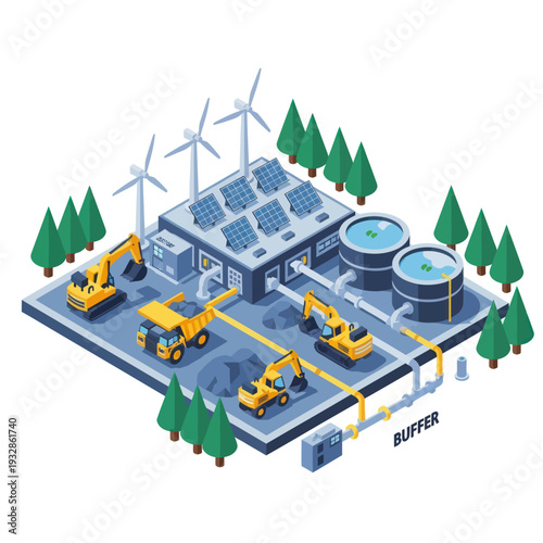 Renewable Energy Facility with Wind Turbines.