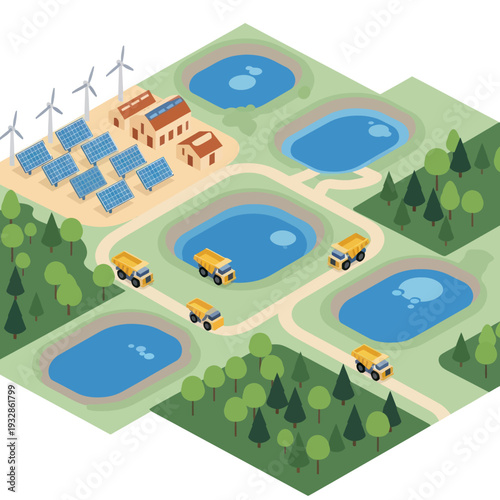Sustainable Water Treatment Facility with Renewable Energy.