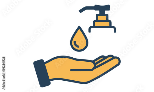 Hand Sanitizer Dispenser and Hand Icon for Hygiene