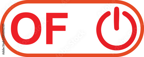 Red and white o f power switch button