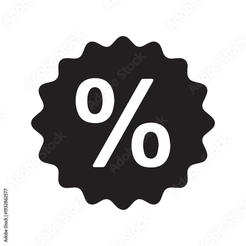 Black percentage symbol on white background representing discounts and sales